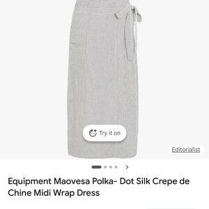Equipment Polka-Dot Midi Wrap Skirt in White and Black